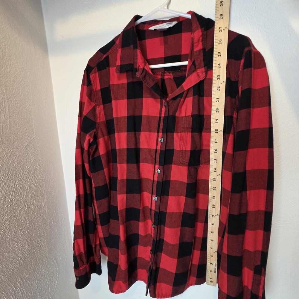 Old Navy Classic Shirt Women's XXL Red/Black Plaid Flannel Button-Up - Picture 5 of 6